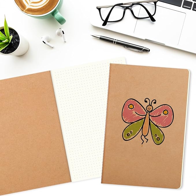 24 Pack 8.25x5.5 Inches Dot Grid Paper Notebook/ A5 Size Dot Journal Notebook, Dot Grid Subject Notebooks Wire-Bound with Kraft Cover, 32 Sheets/64 Dot Pages