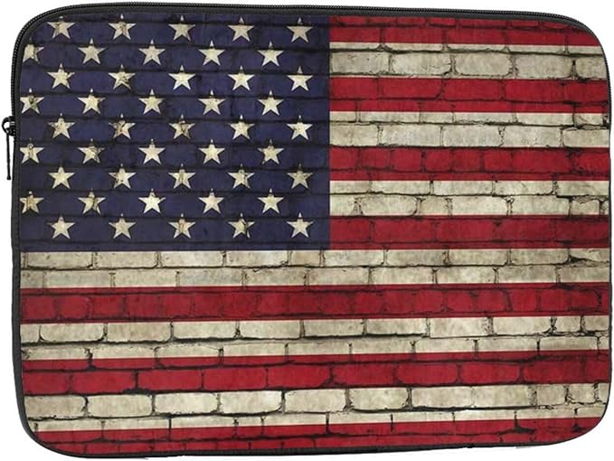 American Flag on The Wall Laptop Sleeve 13 inch, Slim Laptop Bag Case with Zipper, Portable Tablet Computer Carrying Case for Men Women
