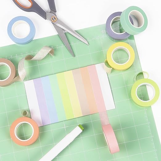 Hutou 8 Rolls Washi Tape Colored Washi Masking Tape 1/2 Inch Rainbow Colors Painters Tape Colorful Craft Art Paper Tape Labeling DIY Decorative Coding Teaching Supplies, Pastel Colors