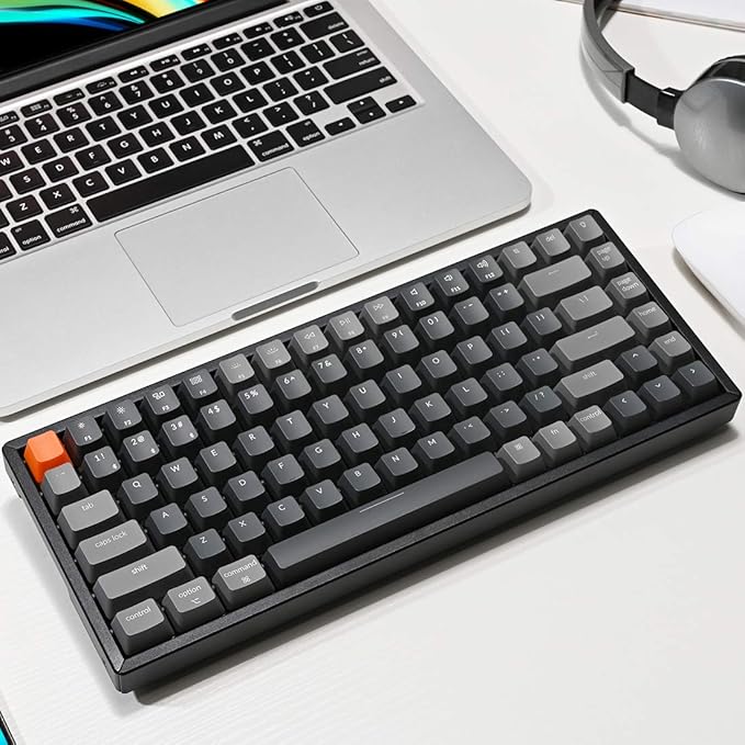 Keychron K2 Wireless Mechanical Keyboard, 75% Layout 84 Key Bluetooth/USB-C Wired Compact RGB Backlit Anti Ghosting/N-Key Rollover, Gateron G Pro Brown Switch Aluminum Frame for Mac Windows, Version 2