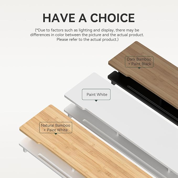 42.5" Dual Monitor Stand Riser with Phone Holder Desk Shelf White | Double Computer Monitor Stand for 55-72" Desk Wood Storage Organizer Cozy Computer Setup Workplace Organizer Keyboard Storage