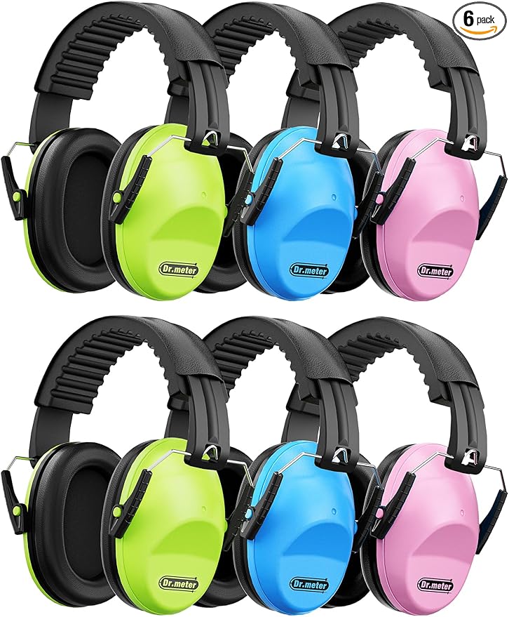 6pcs Ear Muffs for Noise Reduction: 27.4SNR Noise Cancelling Headphones for Kids Adults, Adjustable Hearing Protection Earmuffs for Monster Jam, Concerts, Fireworks, Autism Sensory Classroom