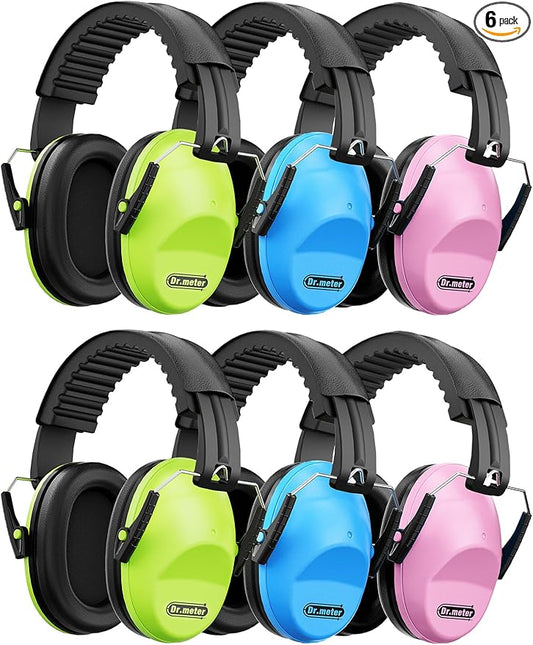 6pcs Ear Muffs for Noise Reduction: 27.4SNR Noise Cancelling Headphones for Kids Adults, Adjustable Hearing Protection Earmuffs for Monster Jam, Concerts, Fireworks, Autism Sensory Classroom