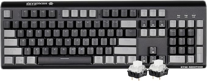 Hexgears GK735 Wired Full Size Mechanical Keyboard, Aluminum Housing Built for Gamers w/Kailh Box White Switch, White Backlit + Surrounded by RGB Light Strip, 104 Keys Gaming Keyboard for PC/Mac