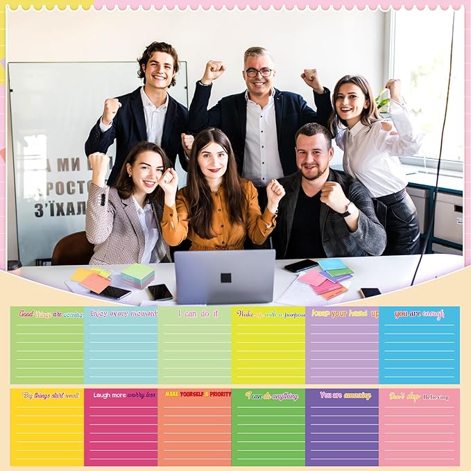 Yinder 24 Pcs Inspirational Sticky Notes Thank You Gift Motivational Sticky Note Pad Employee Appreciation Gift Bulk for Staff Coworker Teacher Nurse Office Groups 3 x 3'' (Inspirational,Dark Color)
