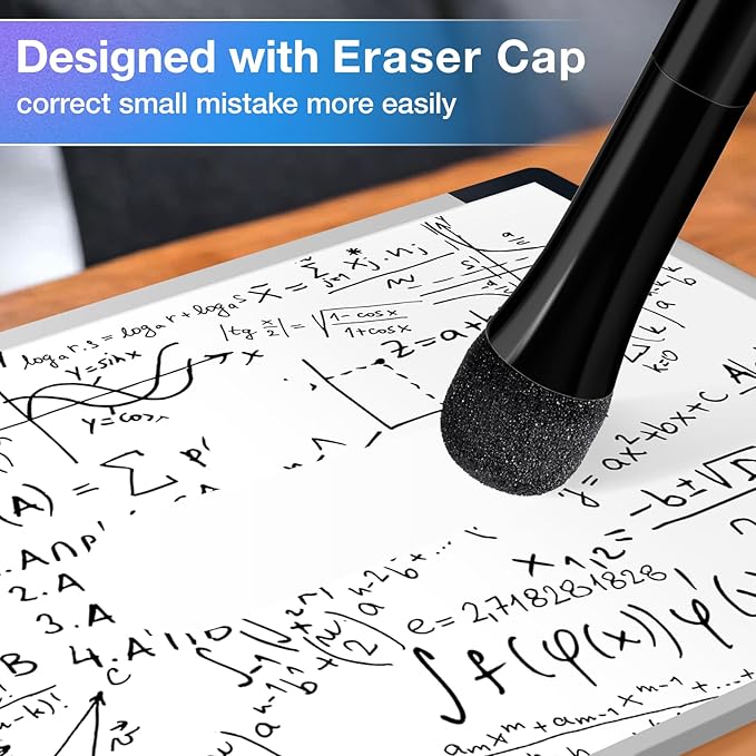 Magnetic Dry Erase Markers Fine Tip Black : 12 White Board Dry Erase Markers with Eraser Cap, Low Odor Erasable Fine Point Markers for Teachers, Home, Office and School Supplies