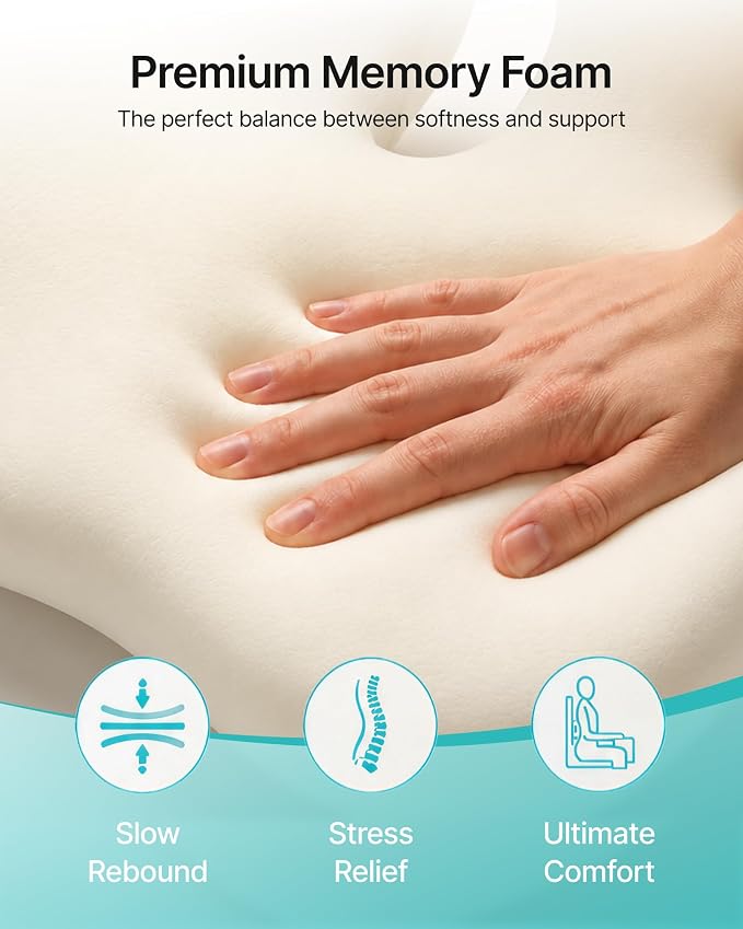 PEGZONE Seat Cushion with Lumbar Support, Memory Foam Cushion for Chair | Ergonomic Lumbar Support Pillow，Chair Cushion for Office , Car, – Orthopedic Pain Relief Cushion,For Back, Tailbone, Gray