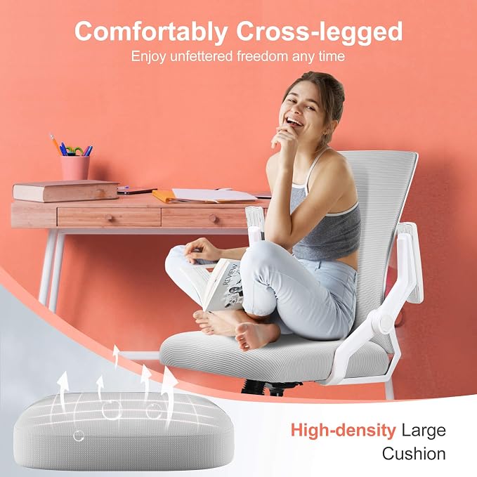 COMHOMA Office Chair with Flip-up Armrests Ergonomic Computer Desk Chair with Adaptive Lumbar Support & Breathable Mesh, Gray