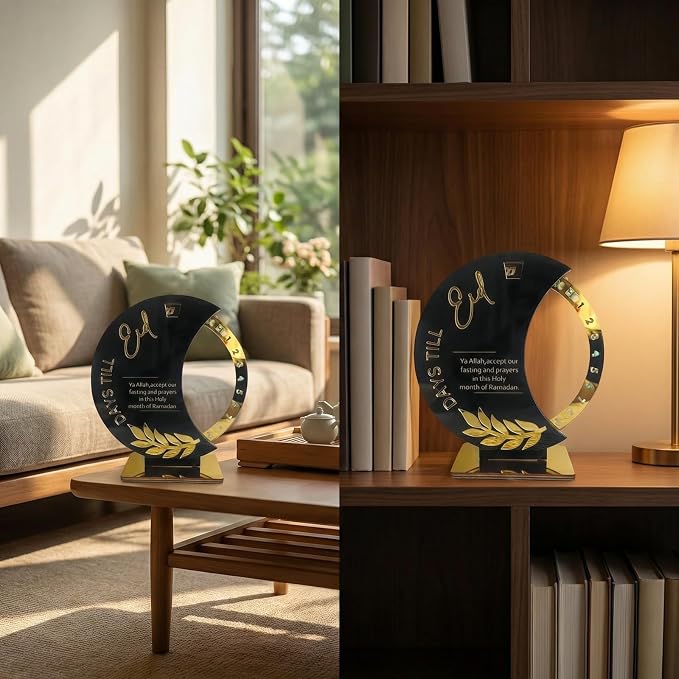 Ramadan Countdown Calendar - Elegant Acrylic Circle with 30 Day Flips, Eid Mubarak Home Table Decor, Islamic Festival Gift & Celebration Reminder for Family (Countdown Calendar-Black)