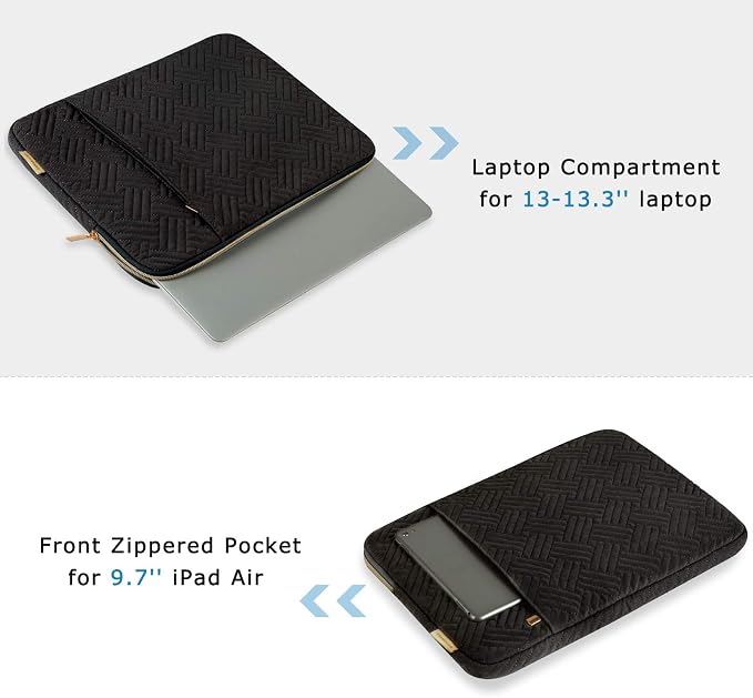 Laptop Sleeve,BAGSMART Laptop Cover Compatible with 13-13.3 inch Notebook,MacBook Air,MacBook Pro 14 Inch,Computer,Water Repellent Protective Case with Pocket,Black