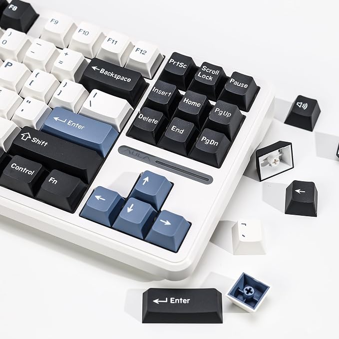 Arctic PBT Double Shot Keycap Set,174 Keys Retro Blue Custom Key Cap Keycaps 60 Percent Cherry Profile Keycaps for 61/64/68/84/87/100/104/108 Mechanical Keyboard