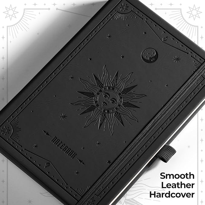 EMSHOI Graph Paper Notebook, 320 Pages, 100gsm Thick Paper, A5 PU Leather Hardcover, 5mm Grid Notebook for Work School Math Engineering Writing Graphing, Small 5.75"x8.38", Black