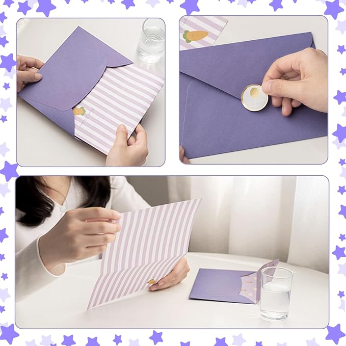 72 Pcs Stationery Paper Envelopes Set Includes 24 Lined Writing Paper & 12 Envelopes, Cute Lovely Animal Letter Writing Stationery Paper Envelopes Kit for Girls Boys Office School Supplies (6Style)