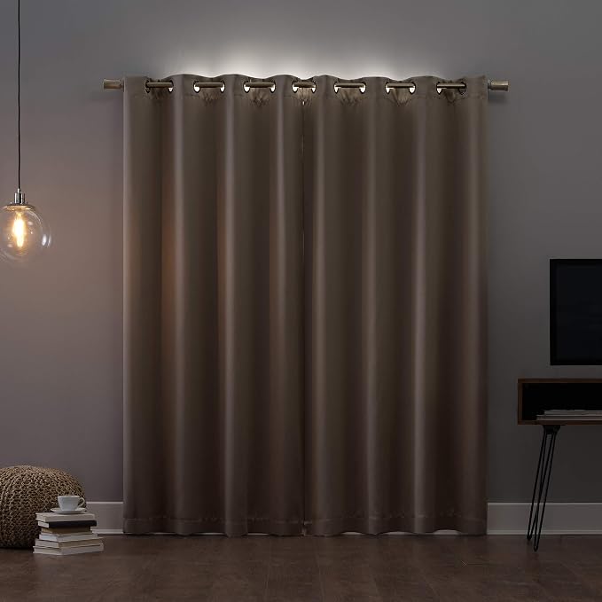 Sun Zero Nordic Theater Grade Extreme 100% Blackout Grommet Curtain Single Panel, 52" x 63", Stone