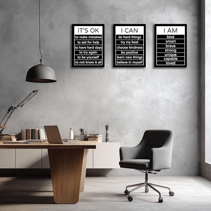 Halioyo Motivational Wall Art Decor Inspirational Canvas Wall Art Positive Affirmation Quotes Poster Decor for Bedroom Living Room Classroom Dorm Office, 16x24inchx3pcs