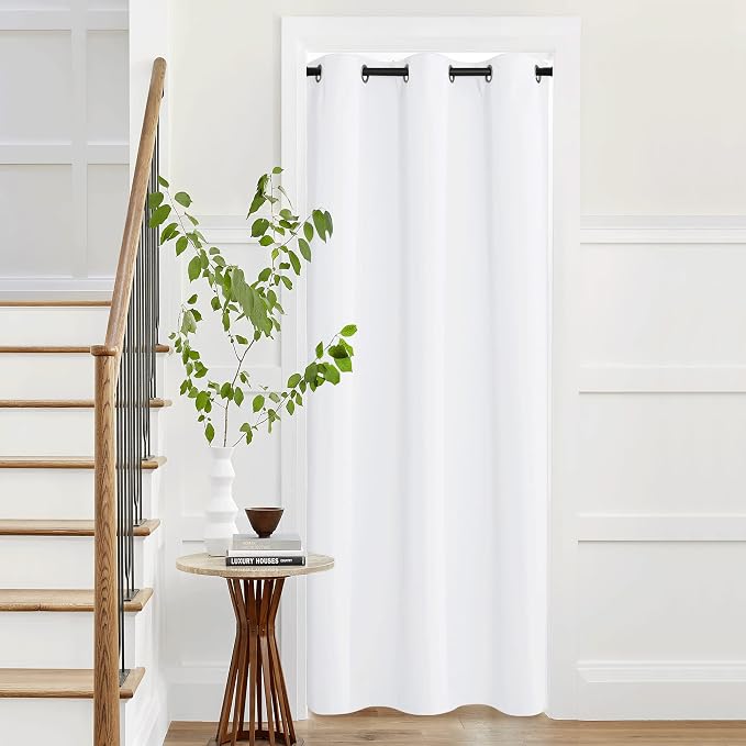 NICETOWN Pure White Room Darkening Curtains for Bedroom, Thermal Insulated Grommet Window Curtains for Bathroom, French Door Curtain for Doorway, 42" Width x 95" Length, 1 Panel