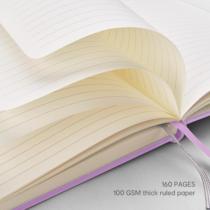 &And Per Se Lined Hardcover Notebook – A5 5.7"x8" College Ruled, 160 Pages, 100gsm Thick Paper – Aesthetic Journal for Women, Gift-Ready Planner, Everyday Writing Notebook (Lavender)