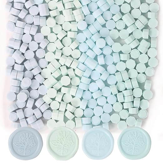 400Pcs Light Blue Mix Wax Seal Beads, Pale Blue with 3 Color SealingWax Beads Set for Wax Seal Stamp, Decor for Envelope Letter Wedding Invitation(Light Blue Mix)