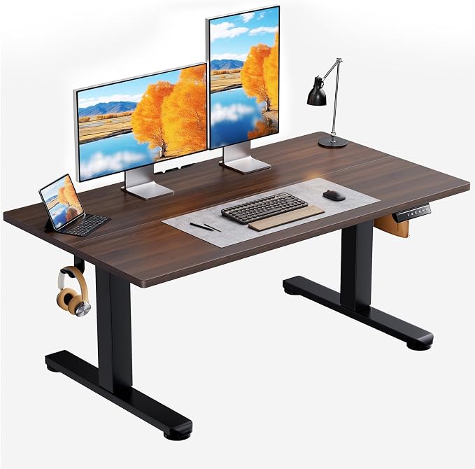 ErGear Low Height Adjustable Desk, Lifts 18.9-28.4 Inches, 48 X 24 Inches Electric Standing Desk for Kids, 4 Height Memory Settings & Storage Hooks, Home Office Computer Table & Study Desk, Walnut