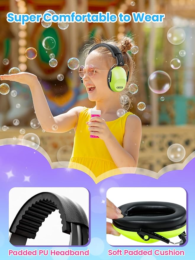 Noise Cancelling Headphones for Kids: SNR27.4 Noise Reduction Earmuffs for Adults Kids Ear Protection for Monster Jam Autism Sensory Concerts Fireworks, Ear Muffs for Shool Study Reading