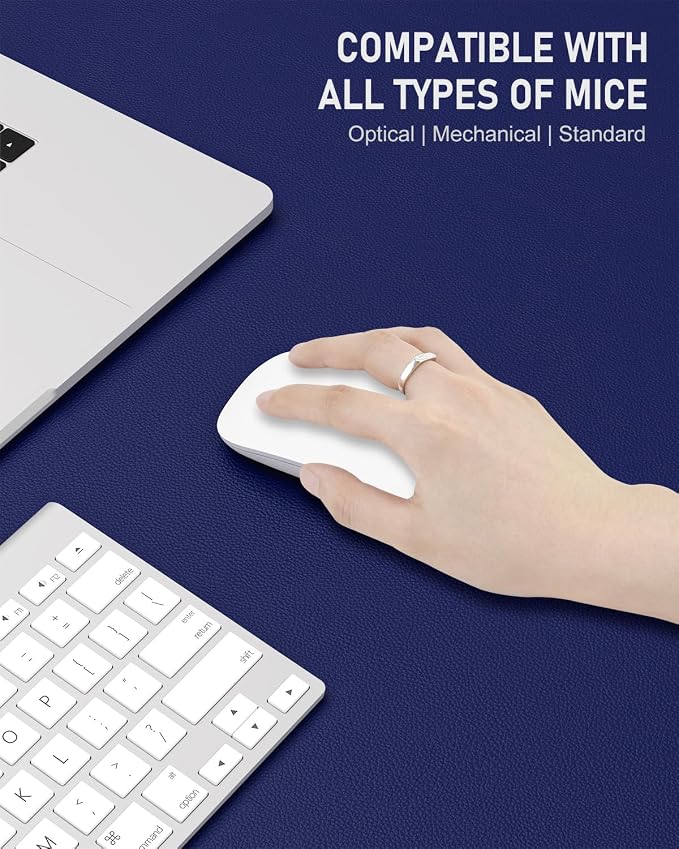 Desk Pad, 23.6" x 13.8" PU Leather Non-Slip Desk Mat Large Mouse Pad for Desktop, Waterproof Laptop Computer Writing Mat for Office, Home, Work, Gaming, Violet Blue