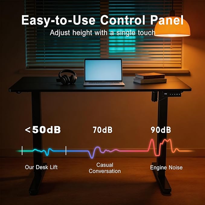 Electric Standing Desk, 55x24 Inches Height Adjustable Sit Stand up Desk with 3 Memory Presets & Child Lock, Quiet Motor, Heavy Duty Steel Frame, for Multi-Monitor Setup, Black