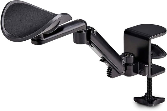 StarTech.com Adjustable Arm Rest for Office Desk, Ergonomic Arm/Elbow Support, 360-Degree Rotation, Clamp-On/No Drill Install