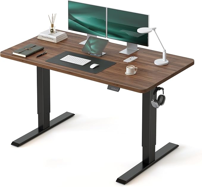 CubiCubi Standing Desk, 48 x 24 Inches Electric Height Adjustable Computer Desk, Sit Stand up Home Office Desk with Memory Presets, Dark Walnut