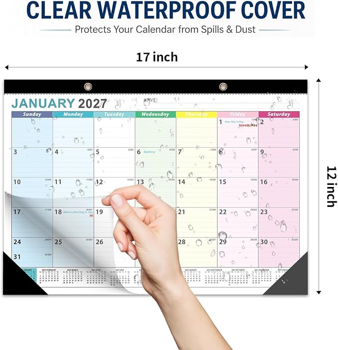 Desk Calendar 2026-2027 - Ougesi 19 Month Desk Top Calendar June 2026 - Dec 2027,17x12 Academic Desk Calendar with Thick Paper, Large Blocks for Home & Office (Colorful)