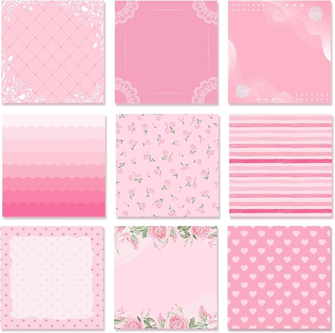 9 Pcs Aesthetic Sticky Notes Cute Pastel Self Stick Notepads Easy to Post Desk Supplies for Home Office Decor School Accessories Women Birthday Coworker Gifts(Pink)