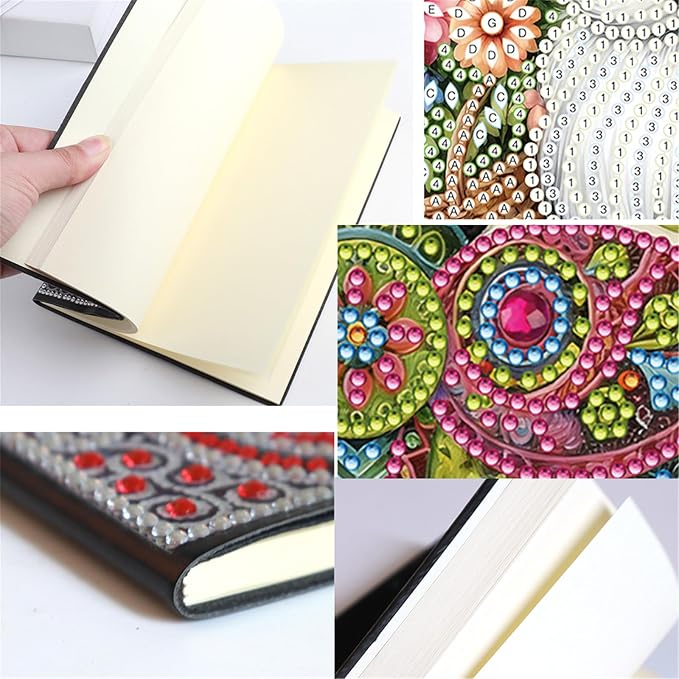 FRANDEK Diamond Art Painting Notebook Kit, Bee A5 DIY Journal with 50 Blank Pages, Crystal Rhinestone Cover with Waterproof Canvas, Beginner Craft Set with Full Tools for Adults