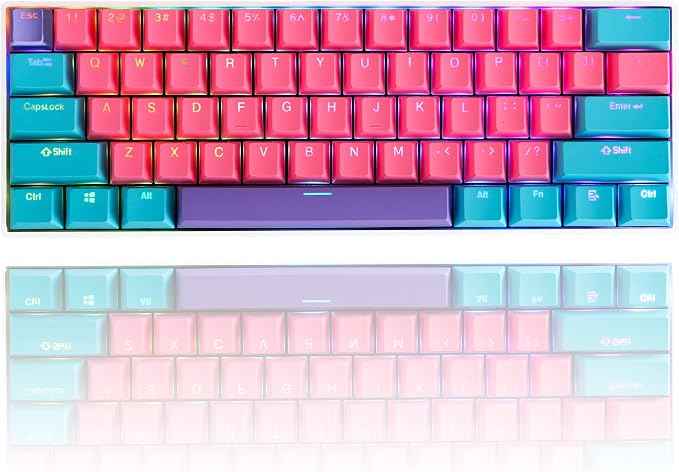 GTSP PBT Backlit Keycaps 60 Percent with 6.25U Space Bar OEM Profile for Cherry MX Switch Mechanical Gaming Keyboard (Zhri)