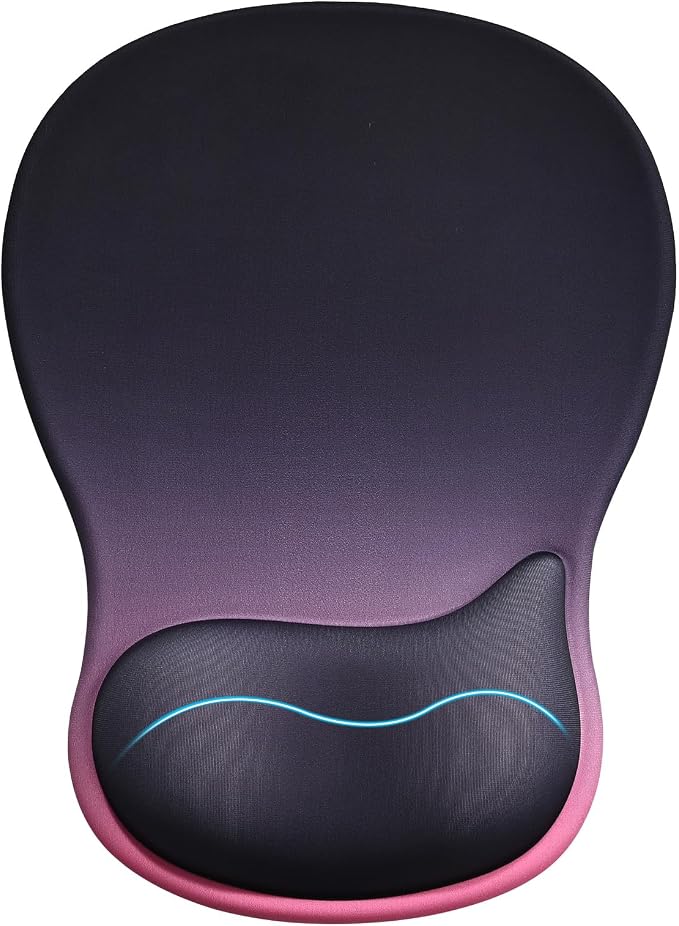 EooCoo Ergonomic Mouse Pad with Gel Wrist Rest Support Middle Concave Design, Relieve Wrist Pain Mousepad, Non-Slip Base for Laptop, Office Desk Accessories, Carpal Tunnel Syndrome Black Pink