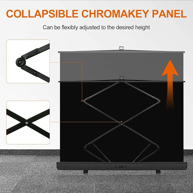 EMART 77x92in Collapsible Chromakey Panel Black Screen for Photo Backdrop Video Studio,Portable Pull Up,Solid Aluminium Base Wrinkle-Resistant Fabric,Auto-Locking Air Cushion Frame