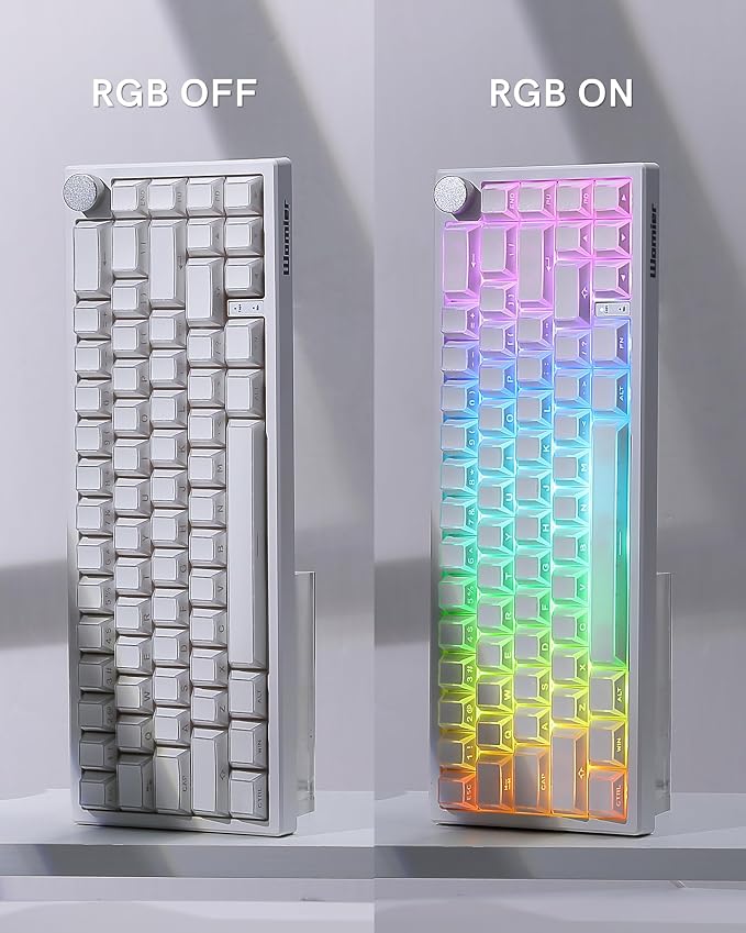 Keymatic Keycaps- Cherry Profile Keycap, Clear White Key Cap,Side Engraved Clear Edge Backlit Custom 60 65 75 100 Percent for Cherry MX, Outemu, Gateron Mechanical Keyboards