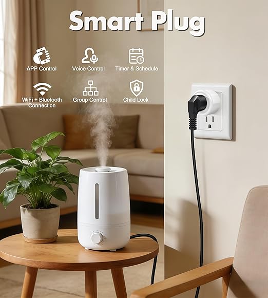 Mini Smart Plug, WiFi Socket Works with 2.4GHz Network Only, App Controlled Outlet with Timer & Group Controller for Home, FCC Certified Smart Life Plugs Supports Alexa & Google Home