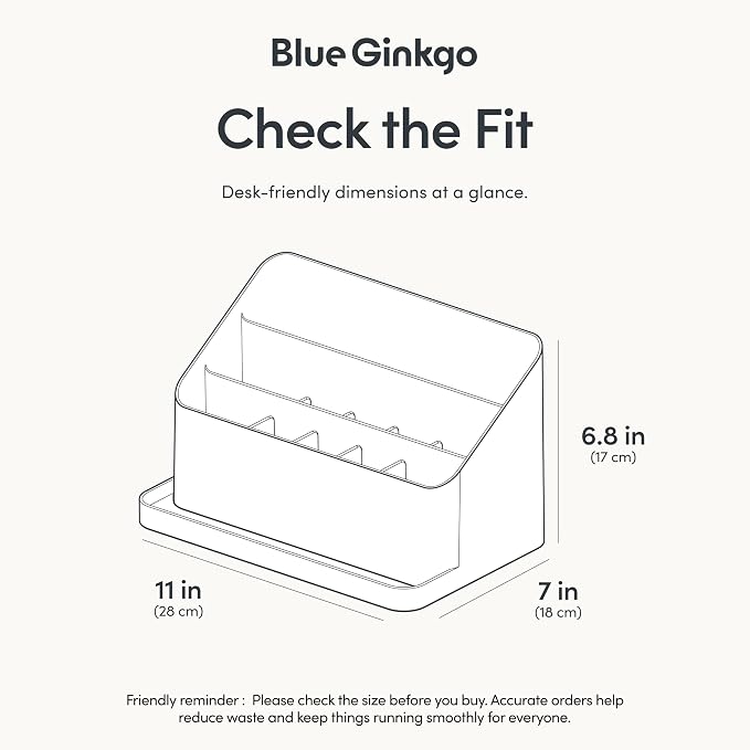 BLUE GINKGO Desk Organizer, Office Supplies, White, Made in Korea | Multi-Compartment. Adjustable. Everyday Storage.