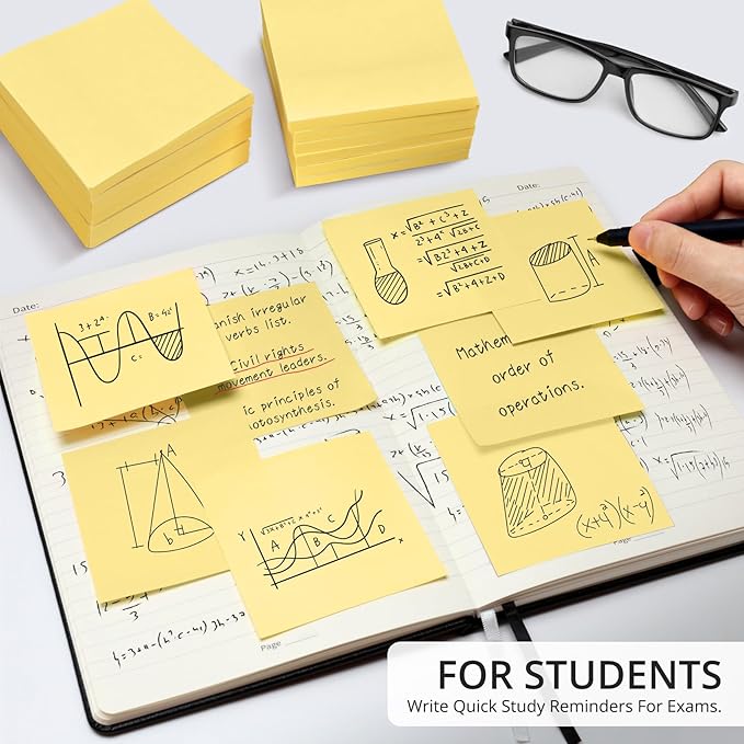 Pop Up Sticky Notes, 12 Pads, 3x3 inches, Yellow Self-Stick Note Pads, Perfect for Office, Study, and Daily Life Organization - Yellow