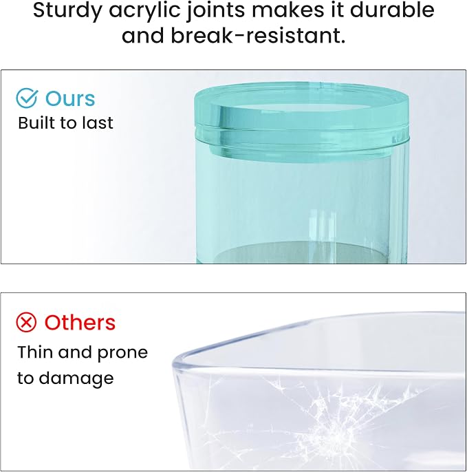 3-Tier Stackable Acrylic Holder, Green with Silver Metal Base | Stylish desk organizer and storage for office or home, Transparent square design, Functional and elegant desk accessories