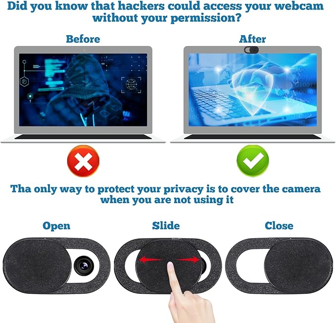 40 Pcs Webcam Cover, Camera Privacy Cover Slide Universal Laptop Camera Covers Slide Ultra-Thin Webcam Covers for Laptop Computer Cell Phone Protecting Privacy Security(Black)
