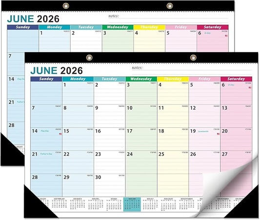 Desk Calendar 2026-2027 - Ougesi 19 Month Desk Top Calendar June 2026 - Dec 2027,17x12 Academic Desk Calendar with Thick Paper, Large Blocks for Home & Office Colorful Version