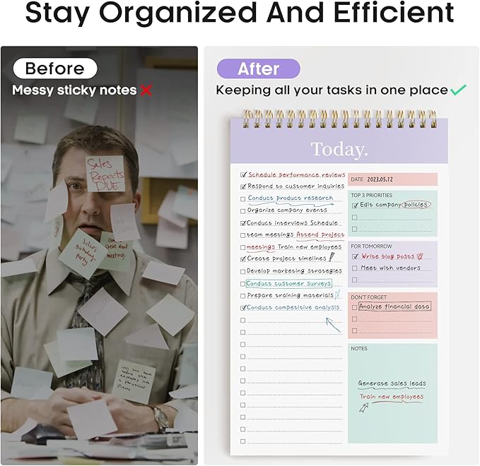 Taja To Do List Notepad - To Do List Notebook for Work with 52 Sheets, 9.8" x 6.5", Undated Daily Planner Perfect for Daily Tasks and Goal Setting, Notepad Suitable for Office, Home & School - Violet Dream
