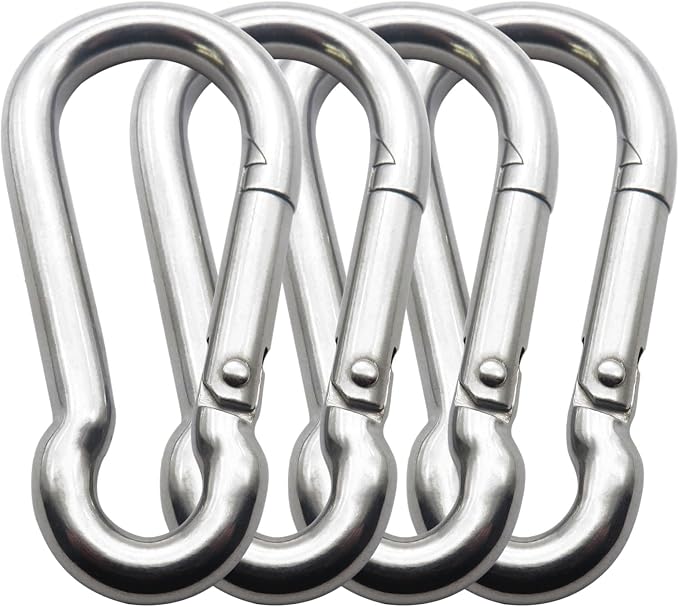 3.15 Inch 4 Pack Spring Snap Hook Carabiner, Cable Machine Accessories for Home Gym Pulldown Attachment, Exercise Machine, Heavy Duty Steel Clip for Outdoor Fitness