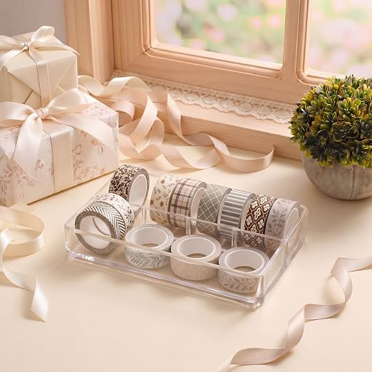 Gueevin 24 Rolls Watercolor Floral Washi Tape Set 15 mm Seasonal Flower Decorative Washi Tape for Craft Arts DIY Scrapbook Journaling Supplies Gift Wrapping(Neutral)