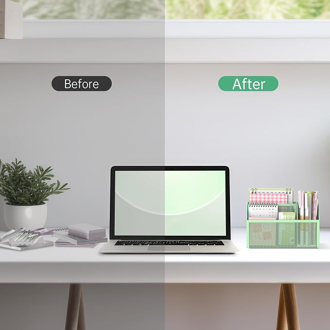 DALTACK Magnetic Pencil Holder - 3-Grid Mesh Shelf for Whiteboard, Refrigerator & Locker - Organizer for Home, School & Office, Mint Green