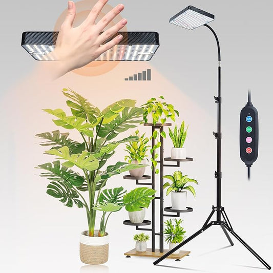 FECiDA Smart Control 25 Watt LED Grow Light with Stand, 4/8/12/16/20H Timer, Bright Enough Like A Small Sun Grow Lights for Indoor Plants, Bonsai Tree, 24"-64" Height Adjustable