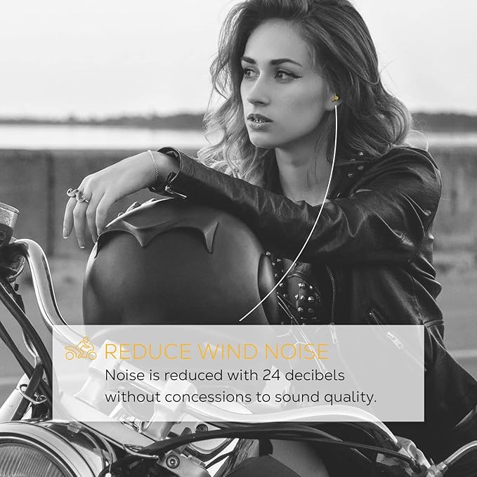 Shush Biker Earplugs - High Performance Hearing Protection Against Wind Noise - Ceramic Filter (SNR 24dB) for Superior Sound Quality - Better Focus - Reusable Over 365 x Ochre Yellow