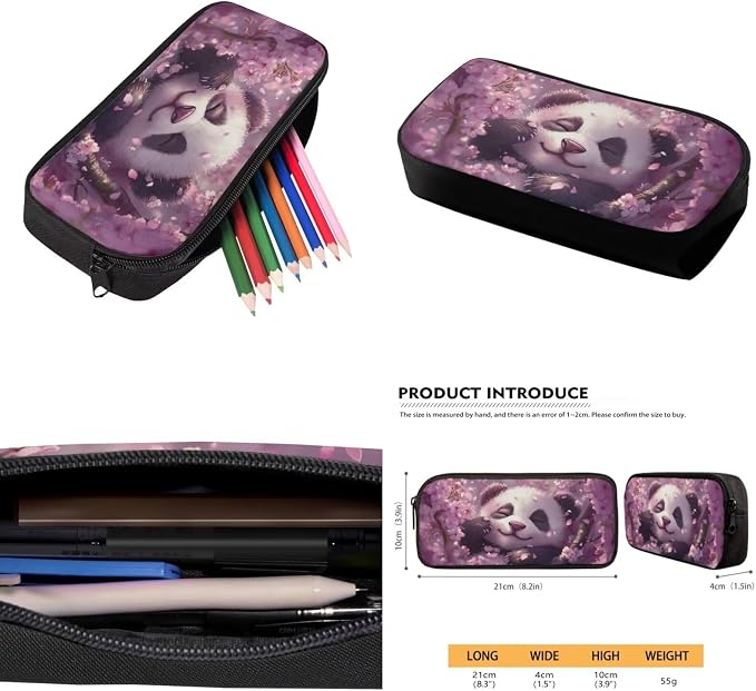 Ystardream Kids Backpack for Girls Cherry Blossom Panda Backpack and Lunch Box Set Large Capacity Elementary School Bookbag with Pencil Case Water Bottle Sleeve 4 in 1 for Teens Back to School Gift