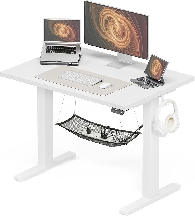 Acrolix Electric Standing Desk, Height Adjustable Home Office Desk with Memory Presets & Cable Management,White Sit Stand Desk for Work from Home, Ergonomic Computer Desk (40" x 24")