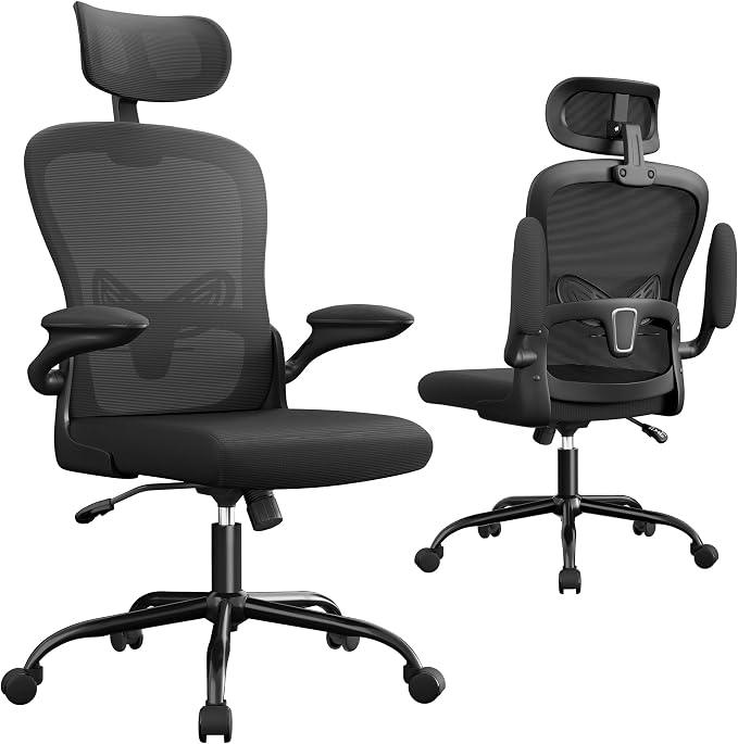 Furmax Ergonomic Office Chair Executive High Back Computer Desk Chair with 3D Headrest, Adjustable Lumbar Support Armrests for Home Office (Black)